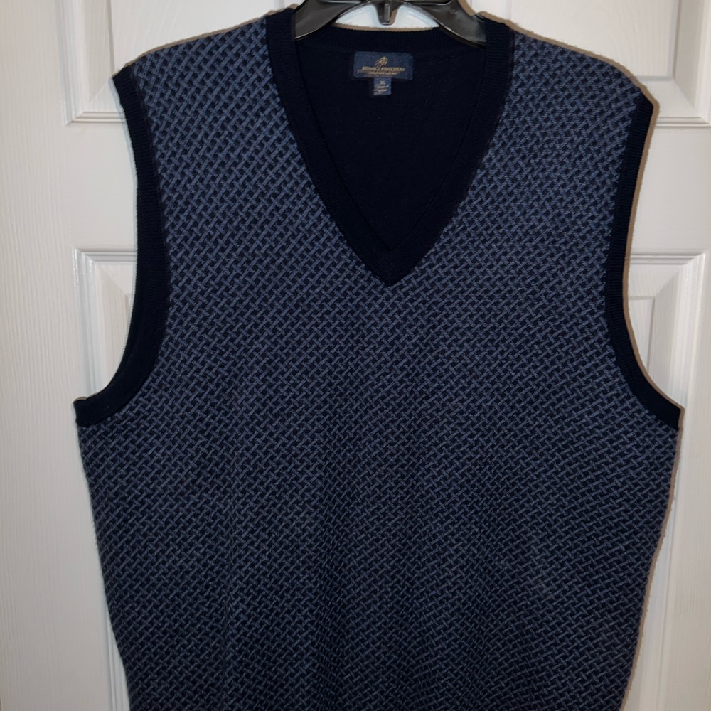 Brooks Brothers V-Neck Sweater Vest in Navy and Gray